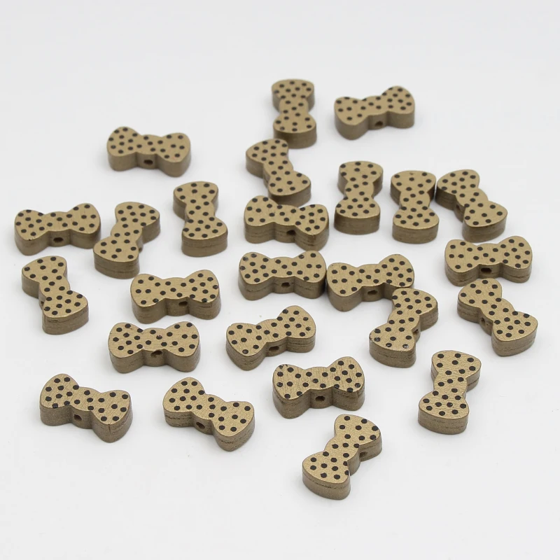 

60pcs Wooden Beads Lovely Tie Spacer Beading Wood Beads 21x11mm For Baby DIY Toys Crafts Kids Toys