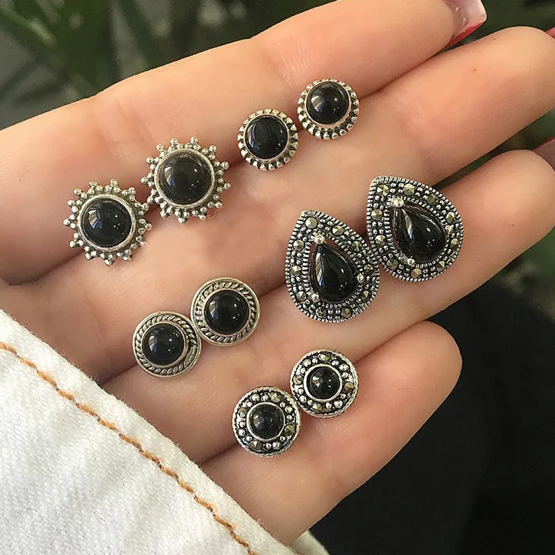 62379 Mostyle женские серьги с кристаллами для женщин, ювелирные изделия Букле д 'Орель, серьги-гвоздики в богемном стиле, набор сережек с зелеными каплями, 5 пар - Окраска металла: 62379
