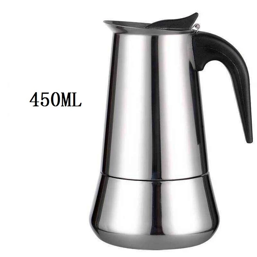 450ml Итальянский чайник из нержавеющей стали Эспрессо, кухонный капельный чайник, кофе мокко заварник для чая кофе Moka Make Кофеварка 300 мл/450 мл - Цвет: 450ml