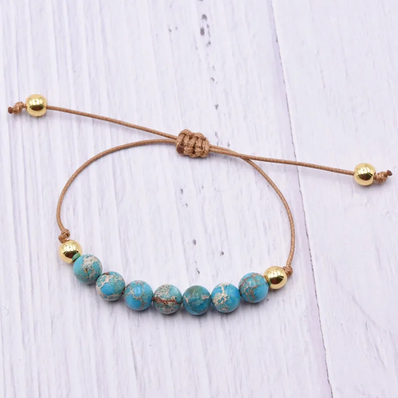 Браслет в стиле бохо с уникальными натуральными камнями Простой браслет из ниток