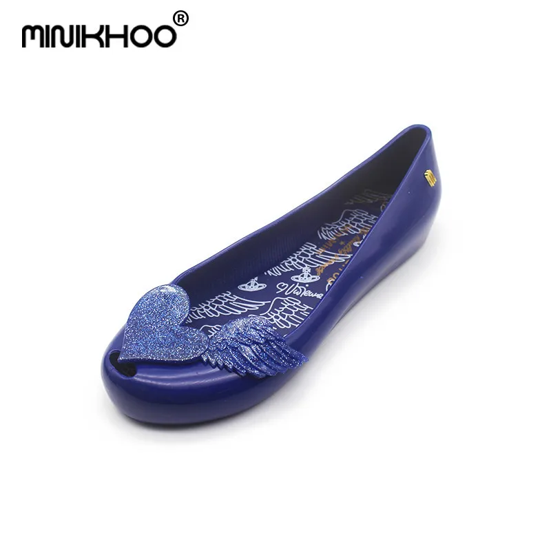 Mini Melissa Love Wings/женские прозрачные сандалии; коллекция года; популярные женские сандалии; нескользящие сандалии Melissa; сандалии для родителей и детей; высокое качество - Цвет: Blue