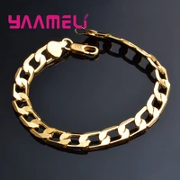 factory price unisex fashion cool high quality gold flat chain width 6mm8mm10mm12mm bracelet for women men couple jewelry