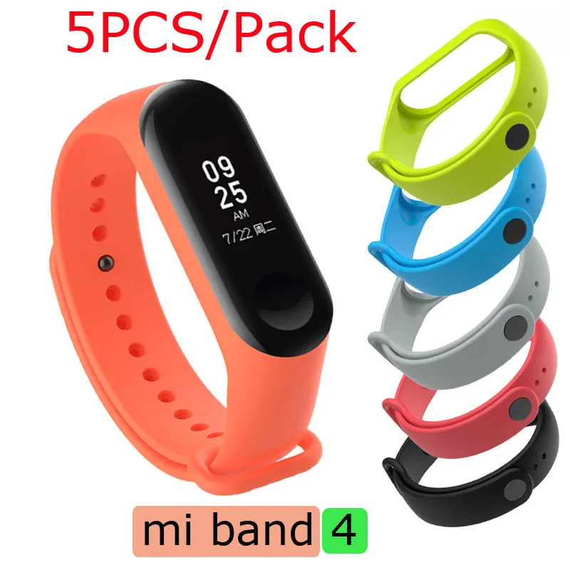 5 шт. в упаковке для Xiaomi mi Band 4 ремешок mi band 4 браслет Bluetooth 5,0 Браслет фитнес силиконовый ремень Сменные аксессуары