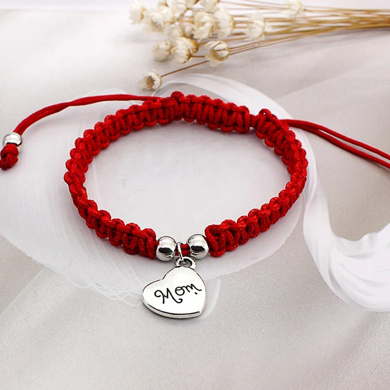 Браслет с надписью I Love You Mom Lucky Красная веревочная нить Charm подарок на день матери
