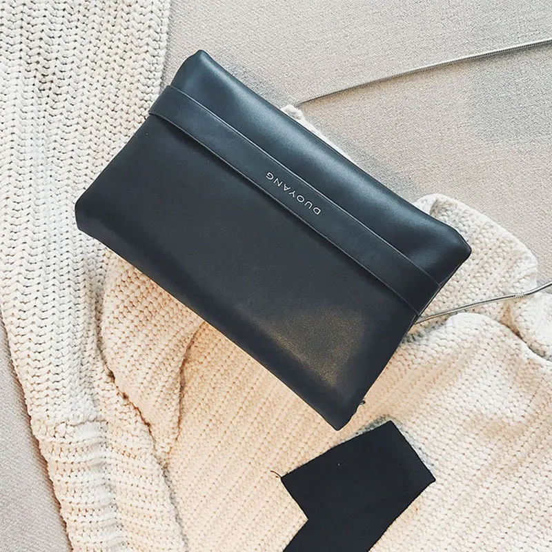 Tonny Kizz luxury handbags women bags designer clutch women leather evening bag clutch envelope messenger crossbody bags - Color: Black