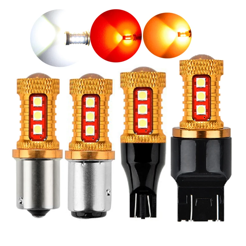 

50X S25 1156 BA15S 1157 BAY15D T20 7440 7443 T15 921 W16W 15 SMD 3030 Car LED Brake Reverse Light Tail Bulb Turn Signal Light