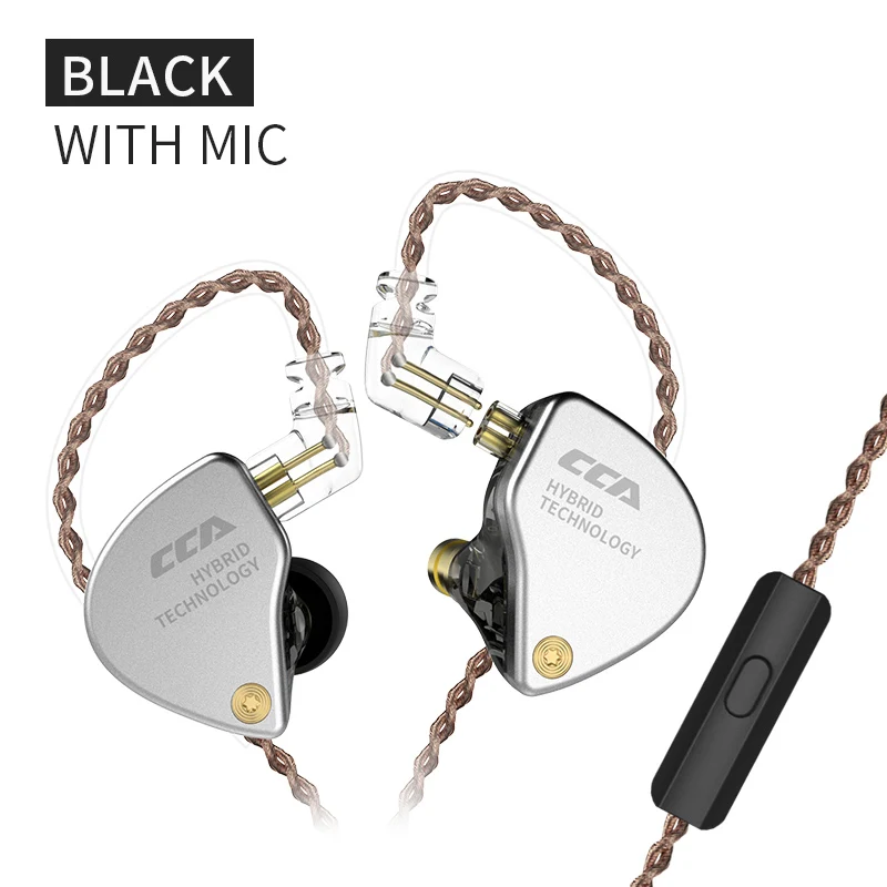 CCA CA4 1BA+ 1DD гибридные наушники в ухо HIFI DJ монитор Спорт Бег сцена IEM 2 Привод гарнитура съемный 2Pin кабель - Цвет: Black with mic