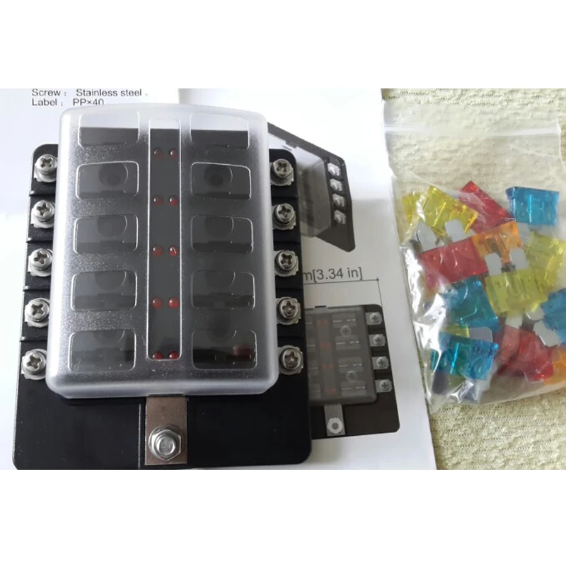 10 способ цепи лезвие предохранитель держатель коробки со светодиодным