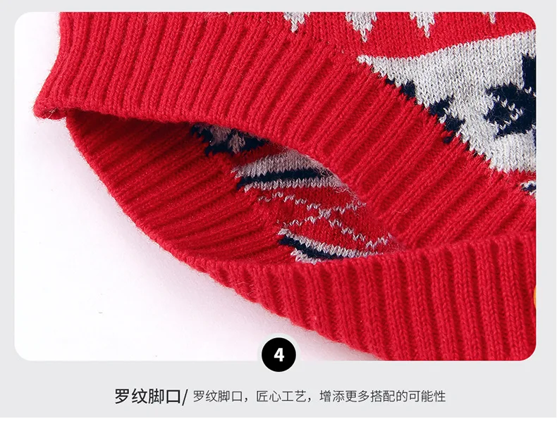 Рождественские красные комбинезоны для малышей милые вязаные в полоску с оленем