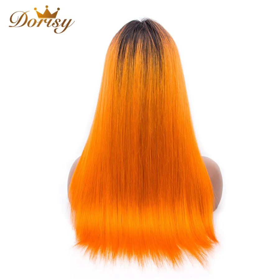 Human Hair Wigs Brazilian Straight T1b/Orange Pre plucked Non Remy Middle Part Natural Headline Lace |