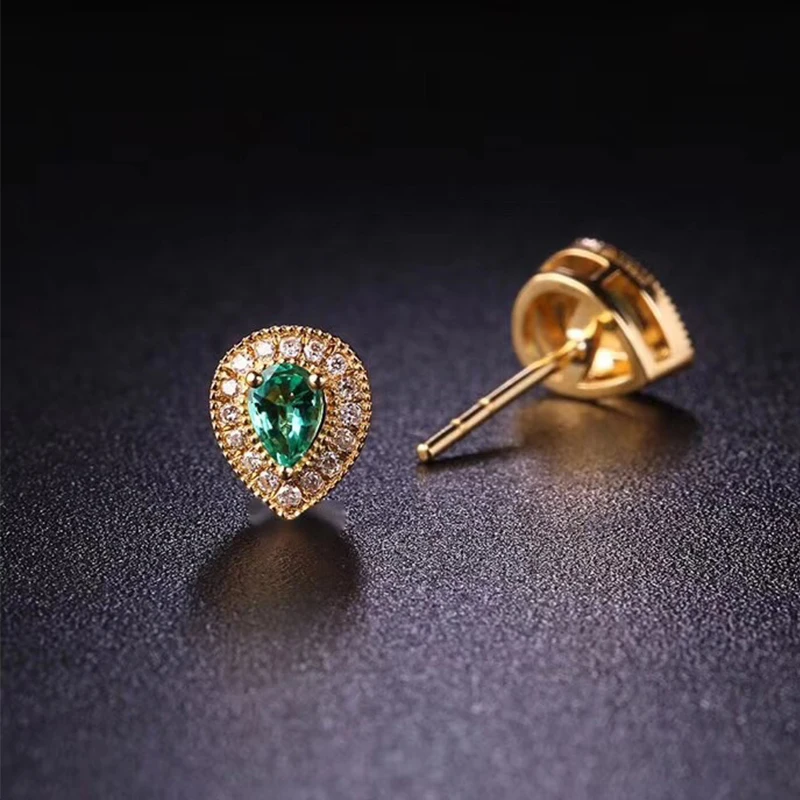 ANI 18 K желтое золото(AU750) изумрудные женские Свадебные обручальные украшения набор кольцо с натуральным бриллиантом ожерелье Свадебные Подвески Серьги