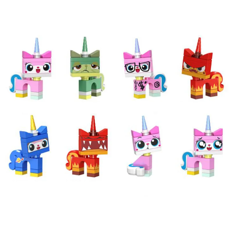8 шт./лот фигурки-кирпичи Unikitty супер злобный Астро кулст бизнис Единорог Китти