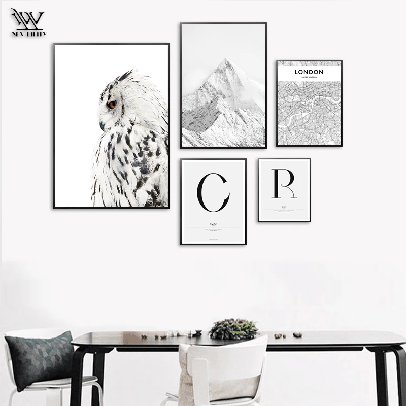 Плакаты и принты с картой буквами настенная Картина на холсте настенные картины