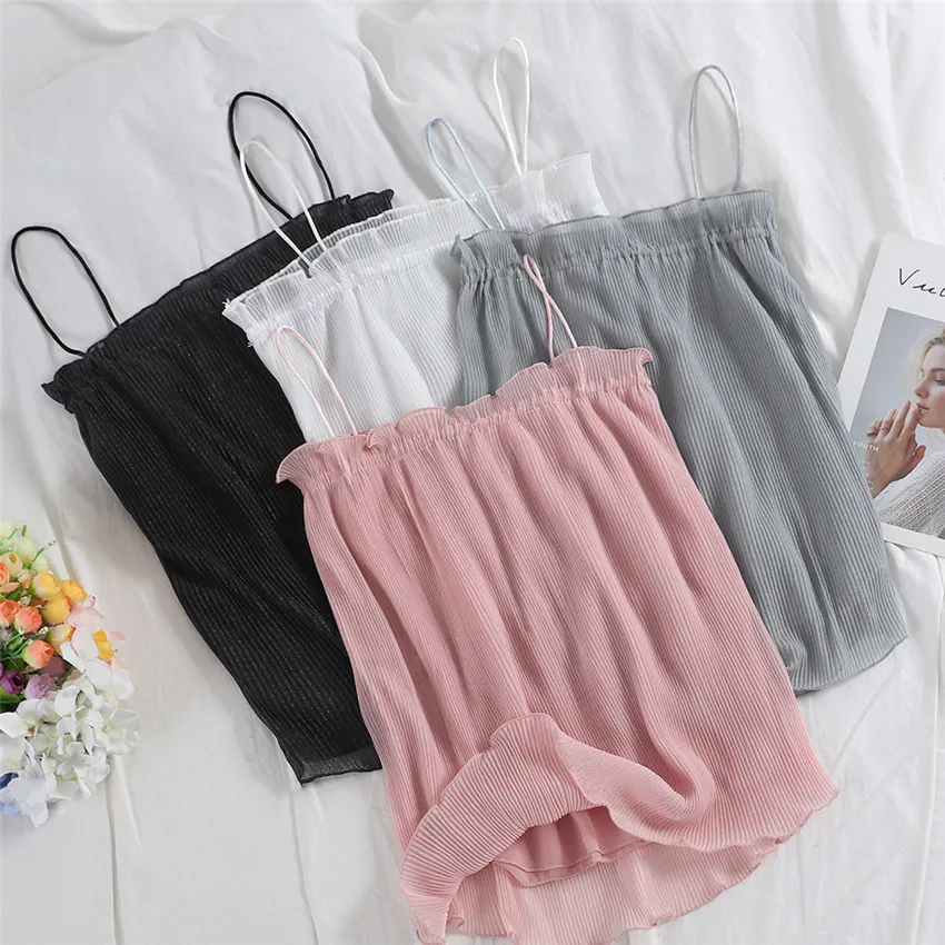 Новинка 2019 модная летняя пикантная женская шифоновая жилетка однотонная майка с