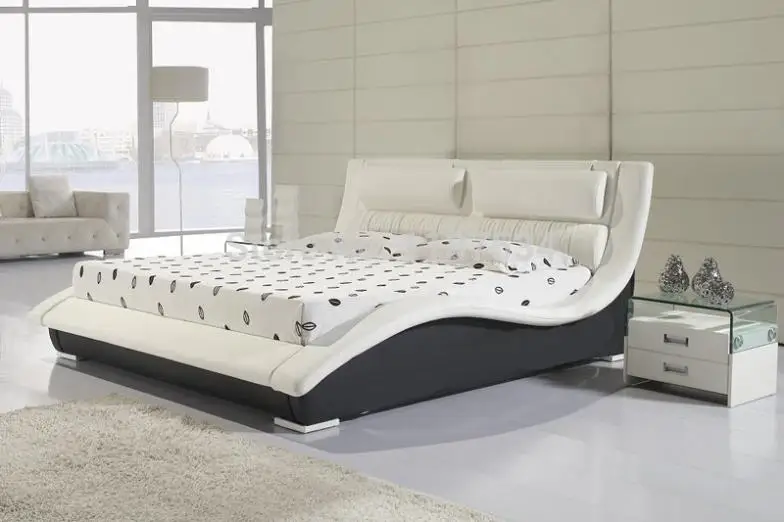 

comfortable bed PU+PVC modern soft bed leather soft bed large size bed-C325