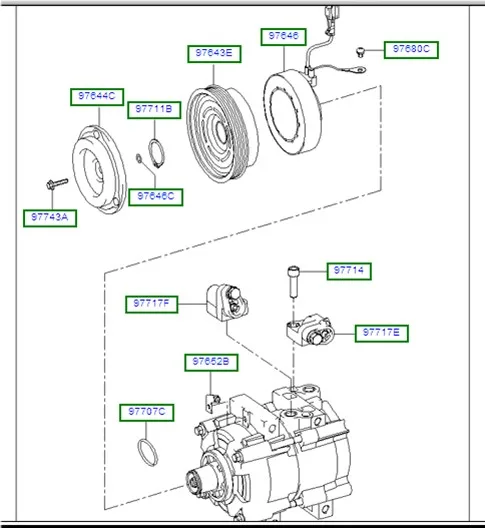 Компрессор воздушного компрессора для Hyundai Santa Fe Trip SUV MPV 2.0L 2.7L L4 V6 97701 26200 26300 39180 3A470