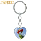TAFREE стеклянный купол тюльпан брелок для женщин Сумочка растение цветок искусство картина очаровательное кольцо для ключей Автомобильный брелок E910