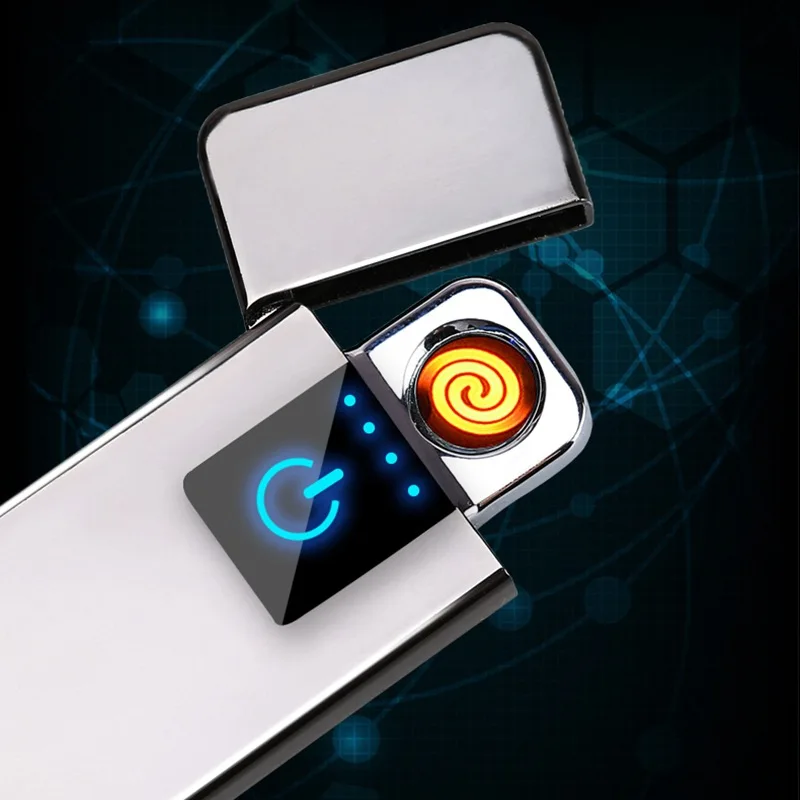 Ультратонкая USB Зажигалка для сигарет перезаряжаемая ветрозащитная