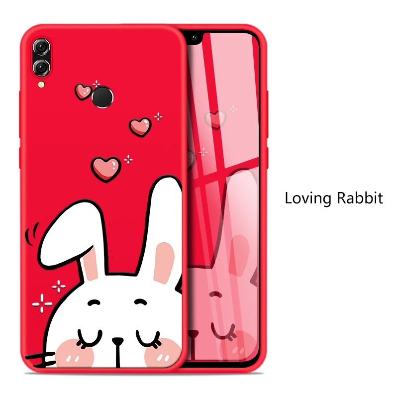 Loving Rabbit Милый чехол для huawei Honor 8x, силиконовый чехол, 3D рельеф, противоударный бампер для huawei Honor 9 10 Lite Y6 Y9, чехол - Цвет: Loving Rabbit