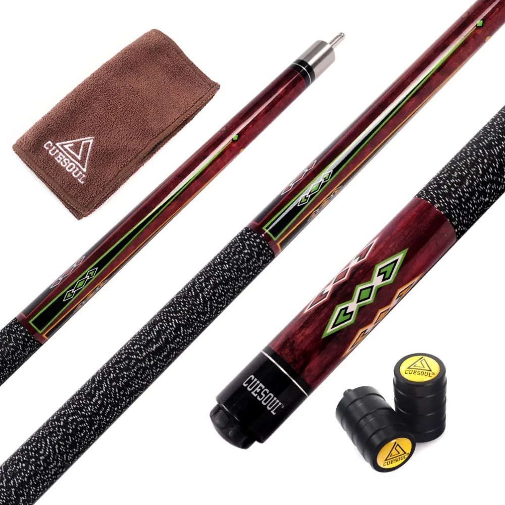 CEUSOUL Special Price Billiard Cue 57 inch Canadian Maple Wood 1/2 Jointed Pool Cue Stick with 13mm Cue Tips