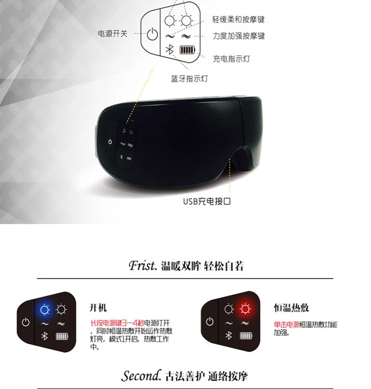 Xiaomi массажер для глаз ISee4 складной электрический Давление воздуха перезаряжаемый Музыкальный беспроводной Вибрационный магнитный нагрев терапия массаж