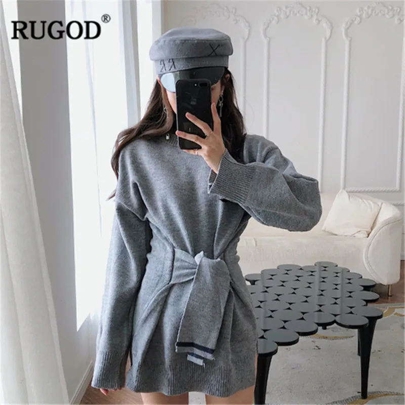 Женское винтажное платье RUGOD однотонное с о вырезом в Корейском стиле на