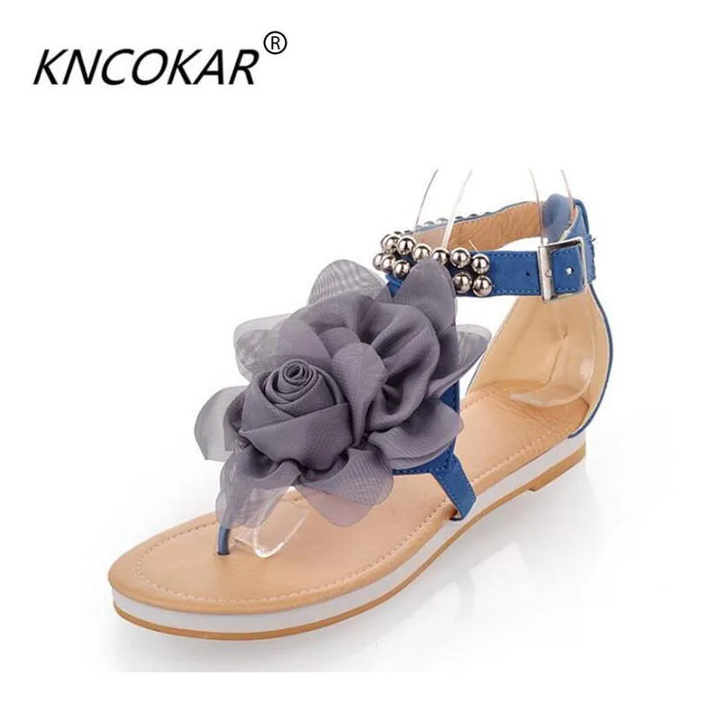 

KNCOKAR fashion new hot sales flat with the size of a flower and sandals size women's shoes