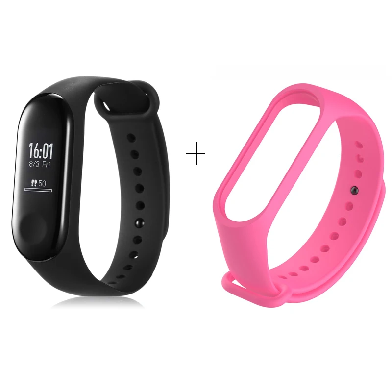 pink Xiaomi mi-браслет 3, умный Браслет, монитор сердечного ритма, Bluetooth 4,2, mi Band 3, OLED, для вызова сообщений, умный Браслет, водонепроницаемый браслет - Цвет: pink
