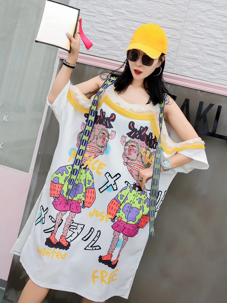 Европейская станция Тайланд уличная мода с мультяшным шикарным принтом