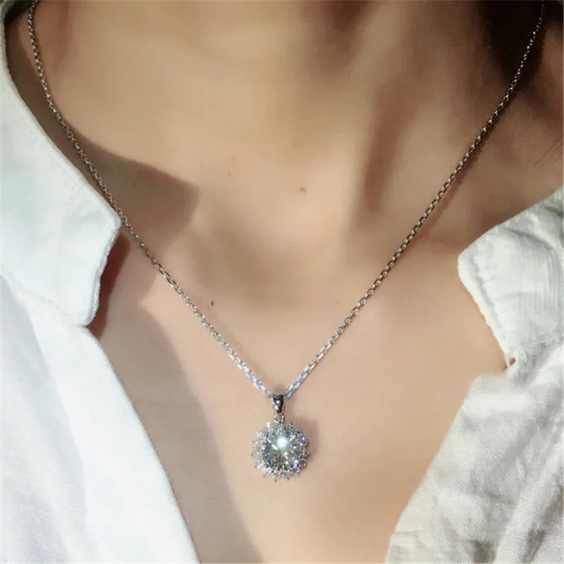 Choucong Подсолнух кулон AAAAA cz камень Настоящее 925 пробы Серебряный Свадебный кулон ожерелье для женщин Свадебные ювелирные изделия на день рождения