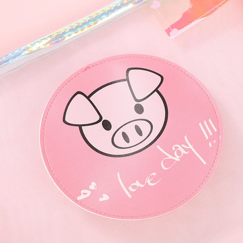 1 шт. прозрачная Сетчатая Сумка для документов на молнии с изображением поросенка из мультфильма Escolar, бумажная сумка для студенческого осмотра, канцелярские товары, офисные принадлежности