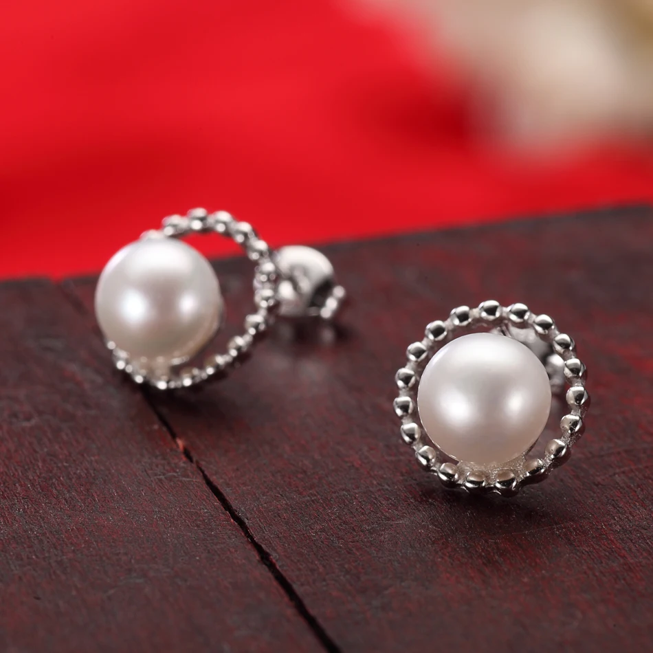 Классические серьги из чистого 925 пробы серебра с жемчугом для женщин 7 8 мм
