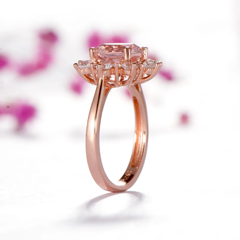 Женское кольцо kuolit Morganite обручальное из стерлингового серебра 925 пробы с круглой