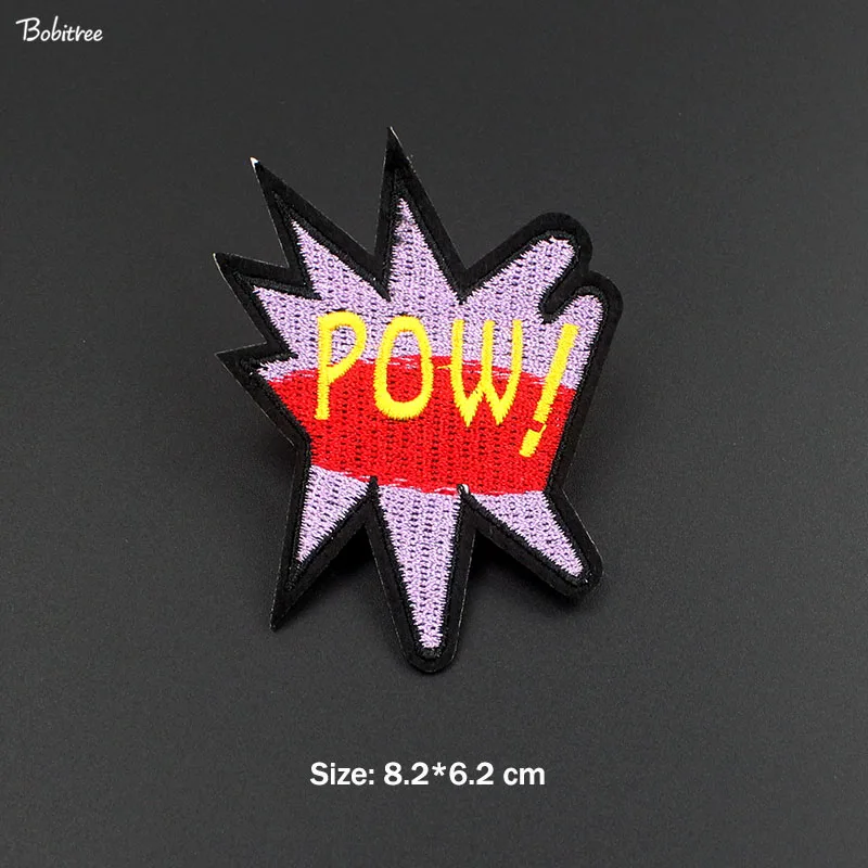 1pcs as photo Популярные WOW OOPS POW HEY Oh Yeah Переводные железные нашивки для одежды вышитые значки для шитья Аппликация DIY наклейки - Цвет: 1pcs as photo