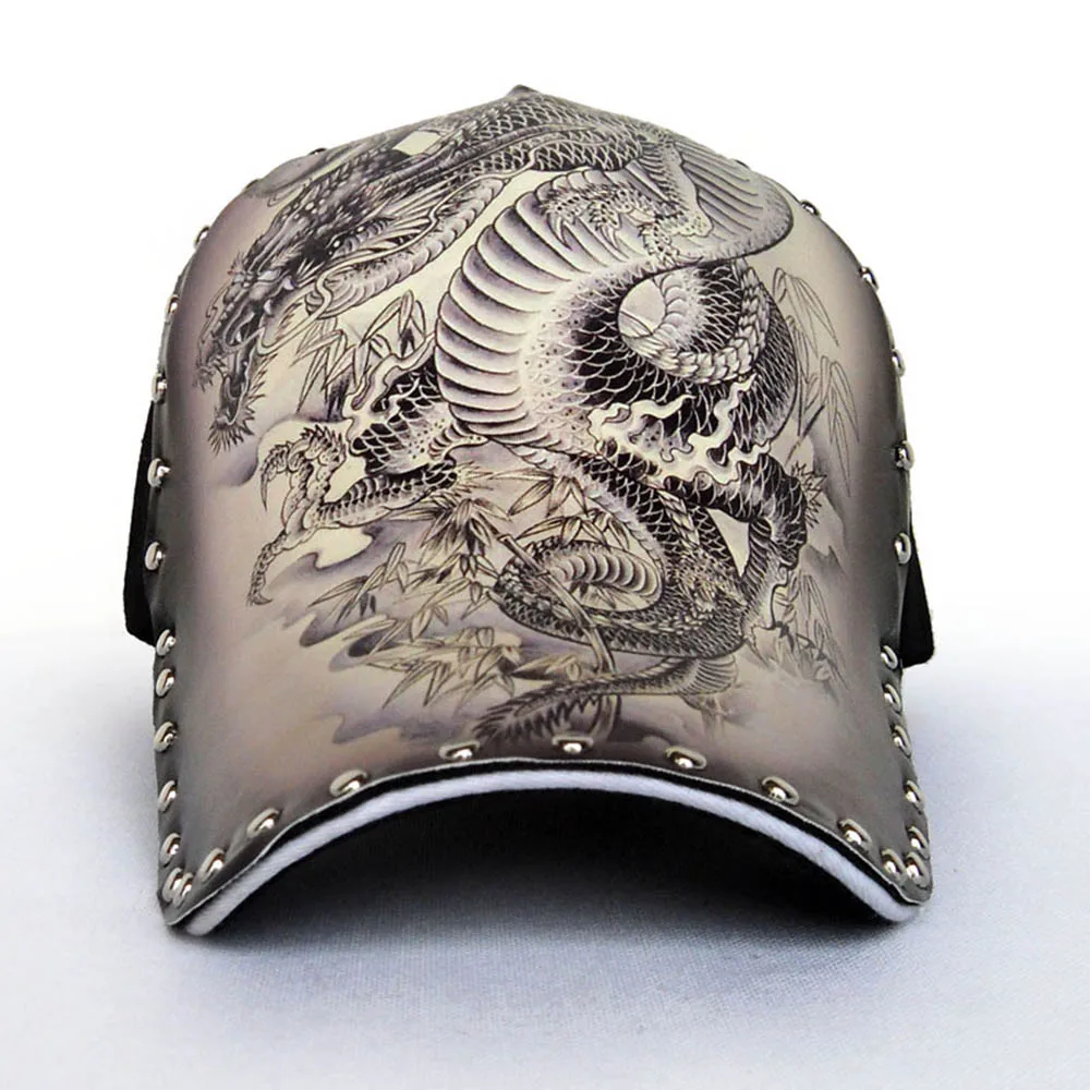 FS 3D печать китайский дракон бейсболка s для женщин с заклепками уличная Мужская кепка s и шляпы хип-хоп кепка Snapback Bone - Цвет: Chinese Dragon Cap