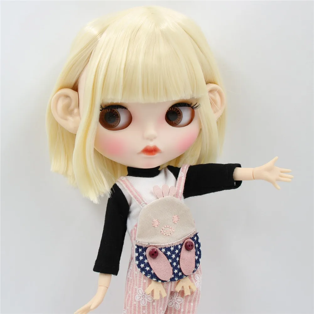 Ледяная фабрика blyth кукла 1/6 bjd белая кожа сустава тела короткие светлые волосы, новое матовое лицо резные губы с бровью 30 см BL0510