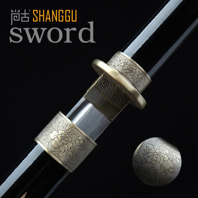 20 дюймов черный дракообразный узор стальной прямой нож Гравировальный острый