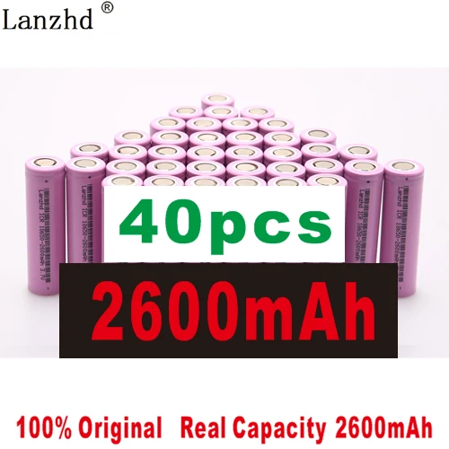 40 PCS 8-40 шт 18650 перезаряжаемая батарея 2600mAh литий-ионные батареи 3,7 V для samsung 18650 литиевая батарея для фонарика ноутбука - Цвет: 40 PCS