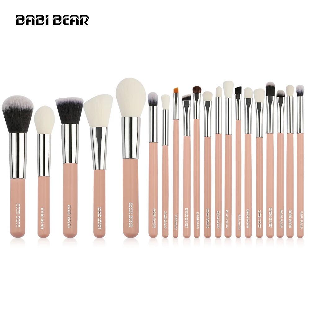BABI BEAR 20 шт Серебряный/Розовый Профессиональный набор кистей макияж основа пудра