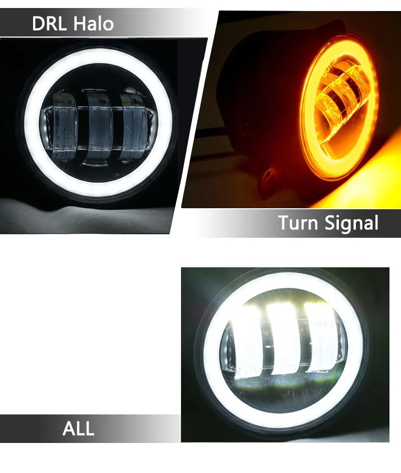 2 шт. 4''Led Противотуманные фары 30 Вт 6000 К Белый Halo Кольцо DRL огни для Jeep Wrangler LJ JK