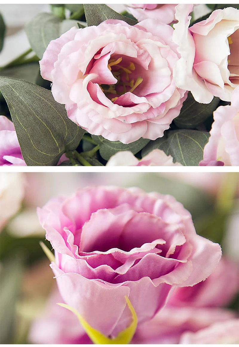 Европейский искусственный цветок 3 головы поддельные Eustoma Gradiflorus Lisianthus Рождество Свадьба Праздник декор дома 5 шт
