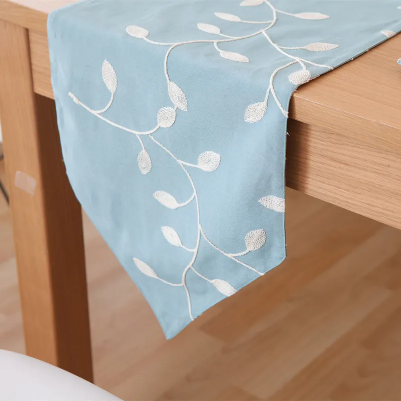 Бесплатная доставка синие скатерти с вышивкой в виде листьев винограда из хлопка