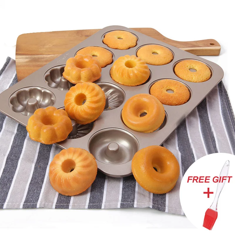 

12 Holes Donut Mold Cookies Non Stick Doughnut Mould Baking Oven Tray Cupcake Baking Mold Muffin Baking Form Bakeware Tools