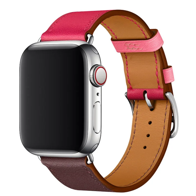 Ремешок для часов из натуральной кожи 38/42/40/44 мм цветной браслет Apple Watch Series 4 3 2
