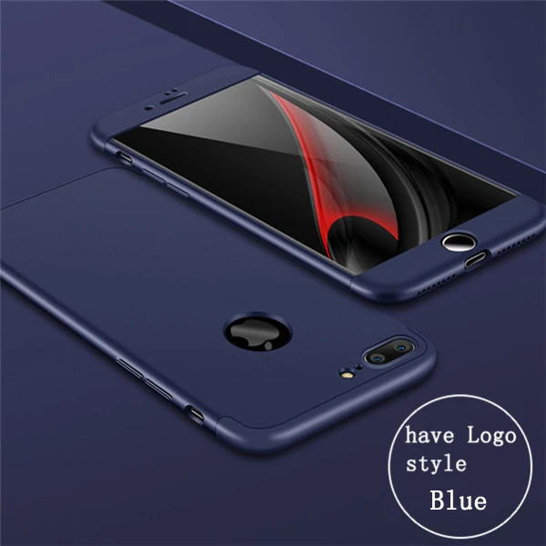 360 градусов Защита полное покрытие матовый чехол для iPhone 6 6s 7 Plus чехол для Apple Phone 7 8 8 Plus 5 5S X чехол для телефона - Цвет: have Logo Blue