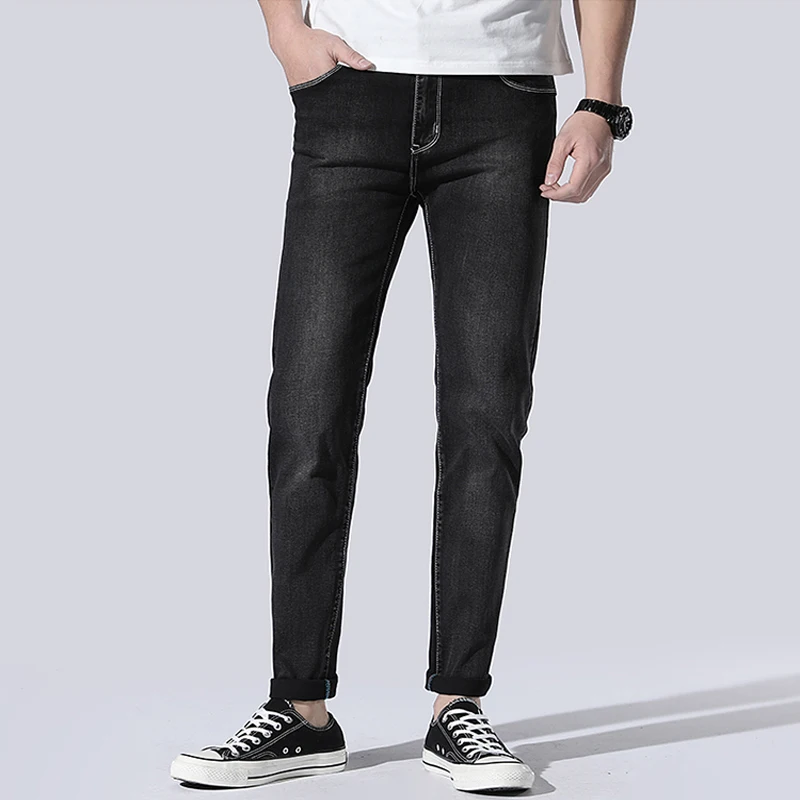 Новые мужские джинсы 2019 черный Для мужчин s Узкие классические Slim Fit эластичный