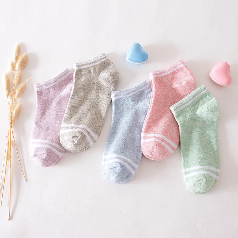 5 пар/упак. женские носки унисекс удобные летние тонкие хлопковые в полоску