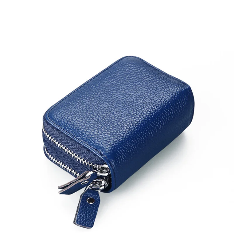 Royal blue Genuine Leather Women Wallet And card holder Coin Purses Female Small Portomonee Rfid Wallet Lady Purse For Girls Money Bag - Цвет: Royal blue