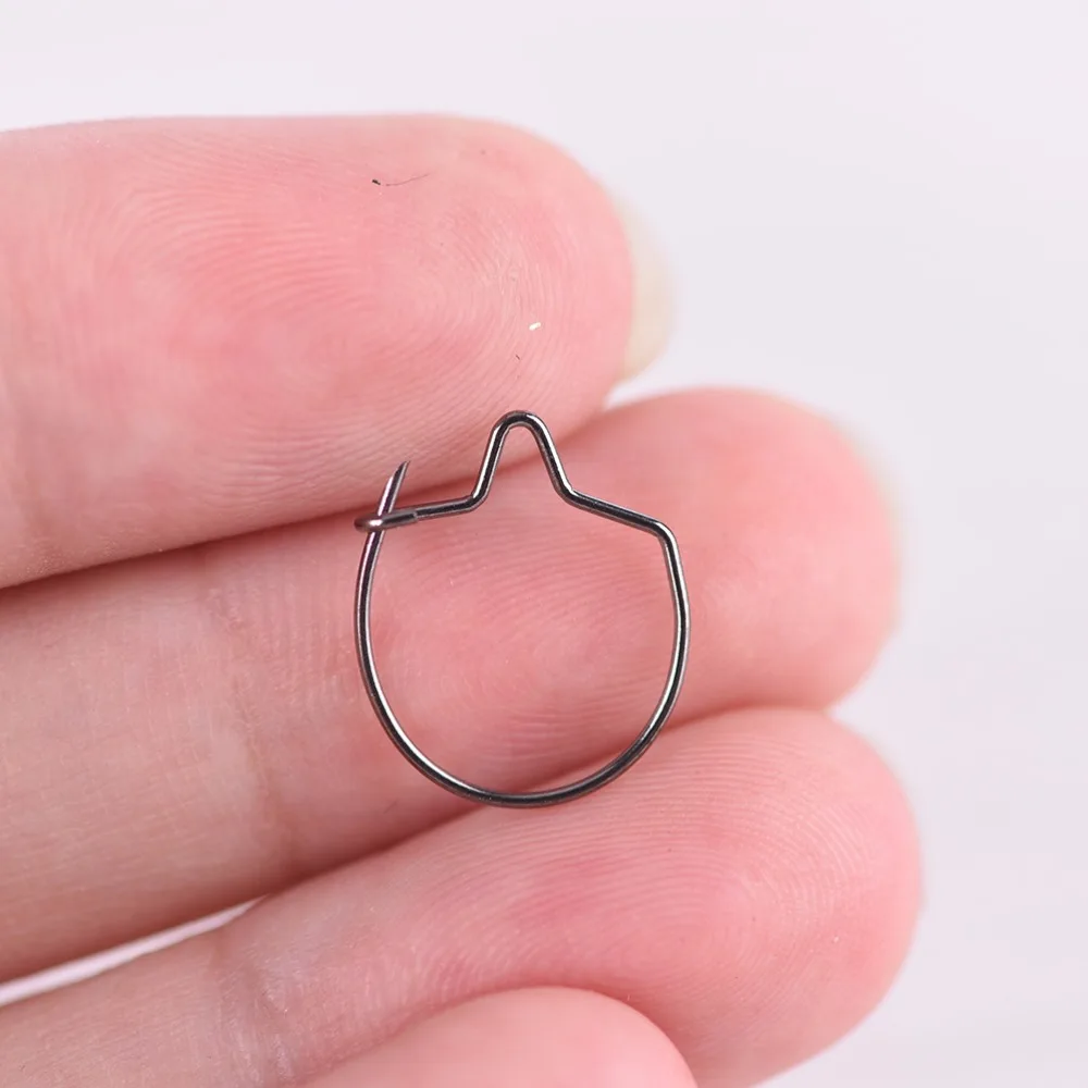 20 Pcs S/M/L Black Blunt Tip Carp Fishing Maggots Clip For Bait Ring Rigs Hook