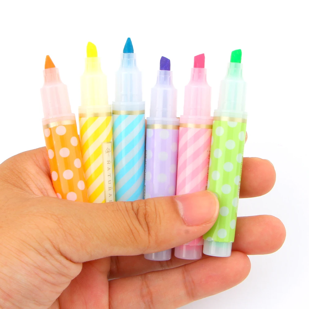 6 цветов/коробка мини милый горошек цвет яркие цвета хайлайтеры рекламные